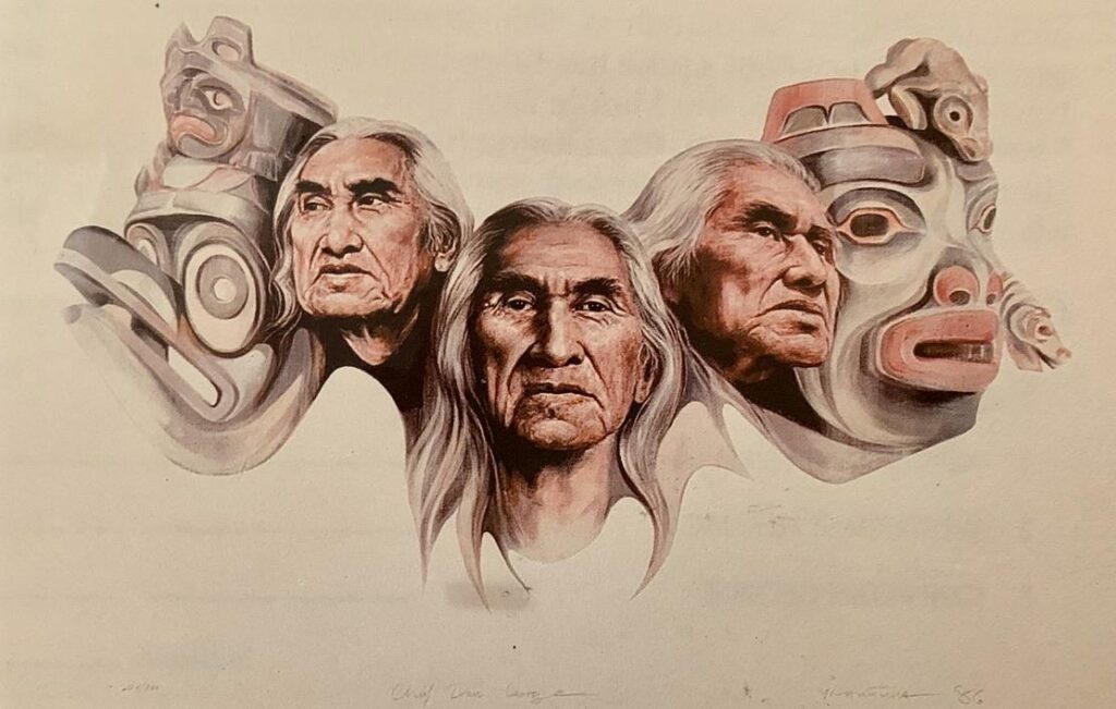 Chief Dan George Lithograph by Canadian artist Paul Ygartua
